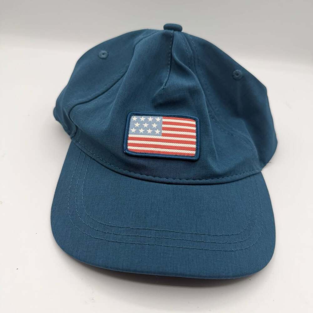 Tommy Bahama American Flag Patch Snapback Hat Blue Adjustable Cap NWT